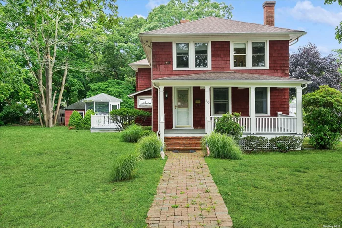 Village Charmer- Never before listed, this rare find is available for the first time in 50 years! Built with charm around 1915 and located within easy striking distance to all the Village has to offer. As you enter through the covered front porch you&rsquo;re invited into a cozy family room with fireplace. The Eat-In kitchen boasts an adorable breakfast nook leading to the formal dining room. There is an additional large den which flows into the deck area with a screened in gazebo overlooking the beautiful property. Upstairs are two guest bedrooms with bath plus a huge primary suite with two walk-in closets. A partial basement and oversized garage complete this offering. Call now, this one will go fast!