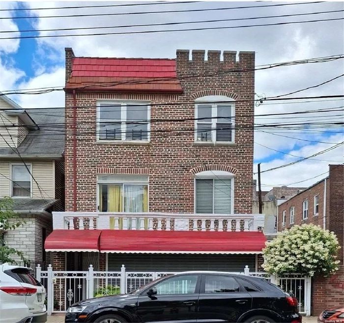 One of a kind Beautiful Renovated 3 Family, Detached + Brick Property. Located in the prime area of Elmhurst. Situated between Subway & the Train Station. Close to Park, Stores, and 2 blocks from Police Precinct 110. Features a high Ceiling, Skylight, Big Balcony facing the Sun. Side + Back Door Exit to the Big Garage and Big Backyard. Good Investment Property!