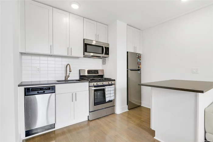 Completely Renovated and Sun-drenched studio on the 5th Floor of the sought after Crescent House Co-op in Astoria. This turn-key apartment is immaculate and ready for its new owner to move right in! It features a beautiful re-done kitchen with a large peninsula which provides plenty of counter space, and the perfect place to sit and eat (or work from home). There are two large windows in the living space and they have unobstructed views up tree-lined Crescent Street. You&rsquo;ll love the finish on the oak hardwood floors as well as the matching color theme in the kitchen. This studio also features a spacious entrance foyer with plenty of room for another seating area, and room for your coats and shoes too. The bathroom has also been completely re-done. To top it off, the monthly maintenance is only $467 per month and that includes your taxes, heat, and water! That is hard to beat. Why rent when you can own this beautiful apartment.