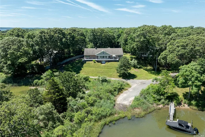 Indulge in coastal living at its finest with this meticulously maintained one-level home in a charming beach community. Renovated in 2012 by Fokine Construction, this home offers stunning water views of Menantic Creek from most rooms. The open-plan layout features a vaulted living room with fireplace, dining area, and a custom chef&rsquo;s kitchen. Step onto the water side deck for a serene outdoor retreat with mahogany railings and stainless wire. The primary bedroom boasts two walk-in closets and a luxurious en-suite bathroom. Enjoy the tranquility of the 1.29-acre shared parcel extending into the creek. This quiet enclave offers the perfect blend of luxury and natural beauty for coastal living at its finest. The shared parcel is 50% ownership of 3 Hagar Rd 700-18.-3-41, 1.29 acre vacant parcel. 1/2 taxes =$1, 280.62