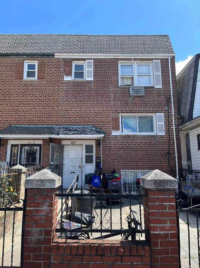 Legal 3 family brick house, semi detached, three levels, each level has 2 br, Lr/Dr, Kitchen, Full bath. Spacious back yard, Private parking space in front yard, Separate Gas & Electric meter on each level. 4 Minutes walk to #7 train, Q66 and Q48 buses. Excellent investment opportunity.