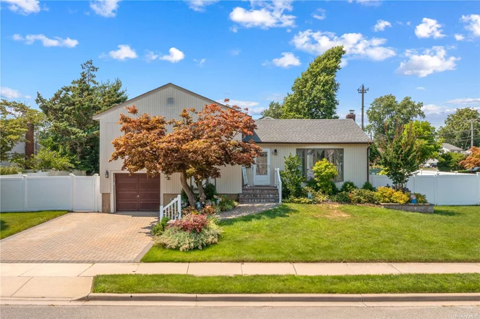 Welcome To This Beautiful split home located in the corner lot of Bethpage.Featuring 4 bedroom with 2 full bath, hardwood floor, Spacious kitchen, Eat In Kitchen and finished basement. Oil heating, gas on the street. Central A/C (year 2023), 3 years young Roof. Installed whole house water filter system. Newly Paved double driveway, patio and deck at backyard. Conveniently located near school, shop, restaurant and highways. This Is A Must See!