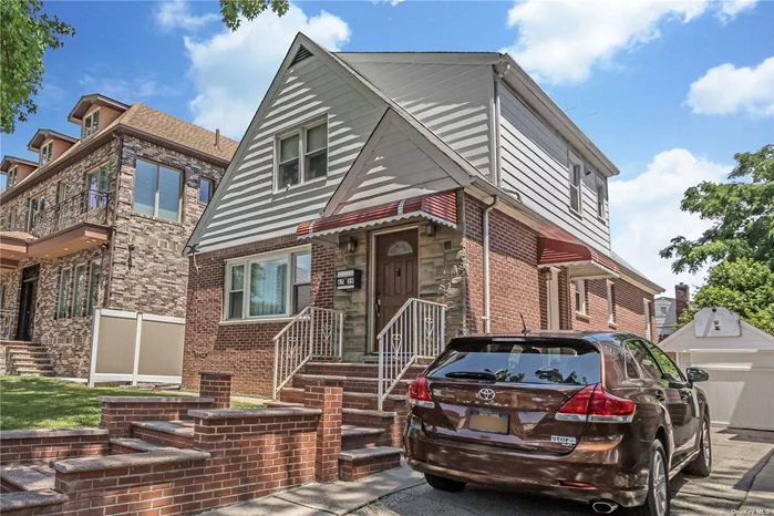 Meticulous?maintained brick house located in the heart of Fresh Meadows around the corner from Key Foods supermarket. Minutes to transportation, shopping, with highly rated elementary schools and high school.? This will not last long! 1st and 2nd floor each boasts fully renovated kitchen and full bath, 2 large bedrooms, and living?area with separate entrances. Ceiling fans in most rooms. Central heating with split?unit AC and window ACs. Fully finished basement also has separate?entrance?with large?open space, full bath and laundry area. Driveway lead to detached garage?and fully paved backyard?patio. Newer furnace, roof, and windows. 40x100ft lot, 25x40ft house itself. low property taxes. Ready to move right on in.