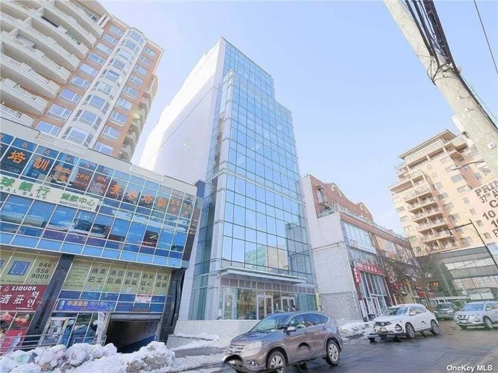 Tangram Tower office with large window facing Prince st attached to the Tangram mall in heart of Flushing,