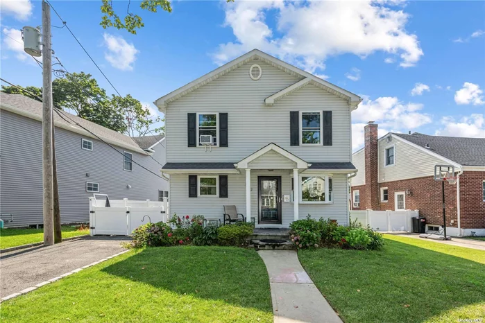 Discover this stunning oversized colonial nestled on a tranquil New Hyde Park street. Boasting an impressive lot size, this home features 5 spacious bedrooms, 3 full bathrooms, and a fully finished basement. Step outside to a charming deck that leads to your above-ground pool, ideal for relaxing and entertaining. The property also includes new allure windows, a shed for convenient storage, and a great-sized yard perfect for outdoor activities. Enjoy the comfort of new split-unit air conditioning and the efficiency of solar panels, offering you significant savings on energy bills.