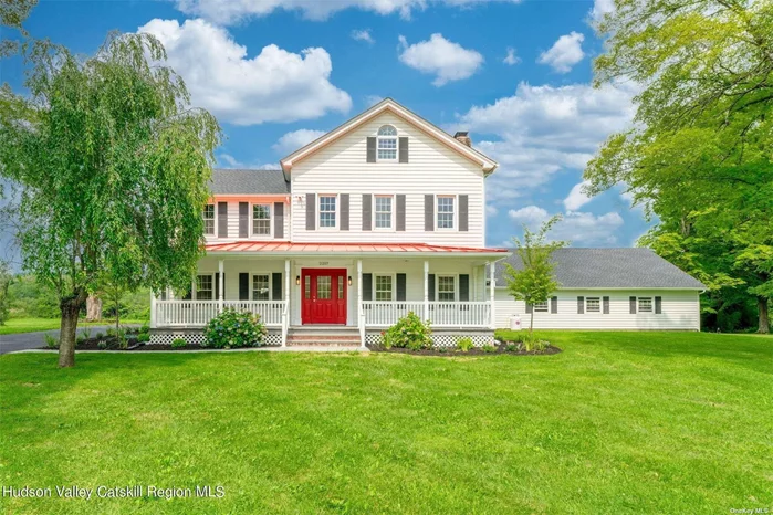 Step into a slice of history with this enchanting country farmhouse, blending rustic charm with contemporary elements. Set on 4.5 acres of picturesque land, this home provides a serene escape from the hustle and bustle. The main house features 5 bedrooms, 3.5 bathrooms, and a main-level bedroom with a walk-in sauna. The downstairs includes a living room, dining room, kitchen, formal living room, bedroom, and laundry room. Custom kitchen amenities include quartz countertops, Viking stainless steel appliances, a beverage cooler, a prep sink, a double sink, and three pantries. The laundry room is equipped with abundant cabinets, a folding table, and an ice maker. There is an oversize three bay garage that can accommodate 6 cars. Outside offers a barn, shed great for additional storage or a workshop. The home also offers ample closet space, natural light, tall ceilings, and original features. The primary suite includes a large closet, jacuzzi tub, shower, double sinks, and a makeup counter, along with a fully finished attic. The spacious ground-level apartment features 3 bedrooms, 2 bathrooms, a large dining room, and an oversized living room with durable vinyl flooring. The updated kitchen and bathrooms boast white shaker cabinets, quartz countertops, and stainless-steel appliances. A ramp leads to the covered porch, adding convenience and accessibility. Each unit has separate utilities and its own laundry facilities. An additional apartment offers 2 bedrooms, 1 bathroom, an eat-in kitchen, and a cozy living room. It features modern finishes, a designated laundry room/mudroom, and ample storage. Enjoy the outdoors from the private covered balcony overlooking rolling meadows. This farmhouse combines historic charm with modern convenience and offers rental income potential or caretakers quarters.