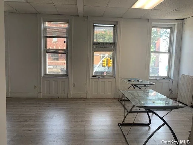 2 nd floor front of building professional office. video intercom system. recently renovated and ready Center block location with traffic light and croos walk in front makes a great location on Steinway street