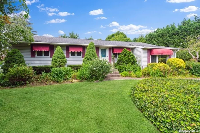 Tucked away on a quiet, tree-lined street in Babylon, this beautiful three-bedroom ranch offers an excellent layout for comfortable living. The relaxed living room seamlessly transitions to a sunken dining room and a large updated kitchen, providing plenty of space for all your entertaining. All three bedrooms are nicely sized, featuring high ceilings and all with fans that create a wonderful sense of spaciousness. The home includes two updated bathrooms for added comfort. The full finished basement is freshly tiled throughout and includes large recreation room, office w/closet, full bathroom, laundry room and utilities. The backyard is designed for enjoyment, featuring an 18 x 36 in-ground pool with a new liner and a charming little pool house. The detached two-car garage is finished and offers two pull down stairs for plenty of storage. This home is situated on a dead-end road and conveniently located close to the town and Babylon Train Station.