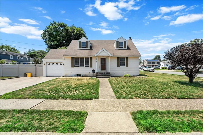 Welcome to this charming Plainedge Schools Cape, offering a blend of comfort and potential. The home features a bright and open layout with wood floors throughout both levels. Main floor Master bedroom with 2 closets. The finished basement provides extra living space, perfect for a recreation room or home office. A spacious garage with an attic offers TONS of storage, and the large side yard is ideal for outdoor activities and gardening. The vinyl siding, cement driveway and walkways, makes for easy maintenance. This 4 bedroom 2 bathroom house has solid bones and is ready for your personal touch to make it truly shine. With gas available in the street, you have the option for easy future conversion. A fast closing is possible, making this an excellent choice for those looking to move in quickly. Don&rsquo;t miss out on this promising opportunity in a desirable location. The value in this house CAN NOT BE BEAT!