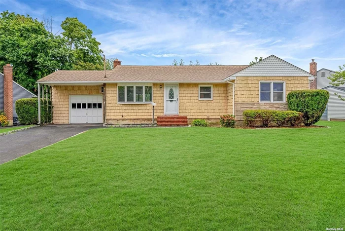 Welcome to your future home in the heart of Bethpage! This delightful 3-bedroom, 2-bathroom ranch is set on an expansive property, offering ample space for outdoor activities, gardening, and relaxation. With its open layout and bright, airy rooms, this home is perfect for both comfortable living and entertaining. The large property provides endless possibilities, whether you envision a tranquil garden oasis or a space for family gatherings. This ranch is a rare find-come and see the potential that awaits!