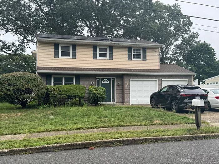 Lots of room in this split colonial floor plan. 4 bedrooms, 2.5 baths, large eat in kitchen, separate living room, central air, solar panes will help save on electric, 1 car garage, yard, partial basement