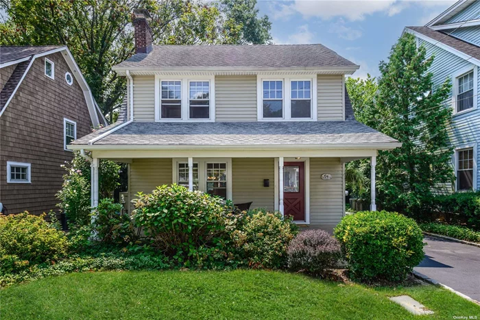 This Pretty as a Picture Front Porch Colonial offers 3 Bedrooms, 1.5 Baths Oversized Living rm w Brick fireplace Dining rm w sliders to Brick patio and Lovely yard, Eik country kitchen and .5 Bath. 3rd floor walk for private office Lower-level basement w lots of space laundry and utility room. Gas heat, Gas cooking, Hardwood floors and loaded w Charm. Detached garage Fabulous Location at the end of the street. Stroll to restaurants, schools and Rail Road.