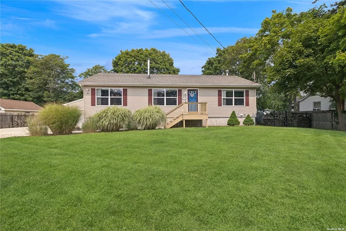 This charming ranch-style Muncy Homes modular home offers a perfect blend of comfort and convenience, ideal for anyone seeking a serene yet accessible lifestyle. Boasting 3 bedrooms and 2 full baths, this home is thoughtfully designed with an open floor plan that allows for seamless flow between the living, dining, and kitchen areas. The maple hardwood floors in the living spaces and Pergo in the bedrooms add warmth and elegance throughout the home. The exterior is equally impressive, with a screened-in porch perfect for enjoying the outdoors rain or shine. The property includes a 22&rsquo;x22&rsquo; garage and a 6&rsquo;x16&rsquo; shed for extra storage. For RV or boat enthusiasts, the home features a substantial 15&rsquo;x35&rsquo; concrete slab in the driveway, complete with an RV electric hookup on the garage. Situated in a prime location, the home is 1/4 mile from the picturesque William Floyd Estate, offering scenic trails and rich history. Five blocks from a marina, 7 blocks from the Bay, this home is truly in mint condition, offering a peaceful retreat with easy access to nature and the water.