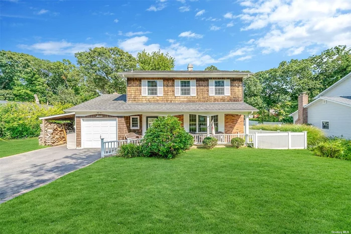 Welcome Home! This 4-bedroom Pickwick Colonial is ready for you to fall in love. The first floor boasts gleaming hardwood floors in the living room, dining room and kitchen. Your updated kitchen includes granite countertop, stainless steel appliances with gas cooking, and a lovely view of the backyard through the picture window. Pull up a stool at the new teak counter for a quick bite. The family room has a new woodburning insert in the fireplace that will make the entire house toasty warm in winter. The primary suite boasts a dressing room and full bath. Three additional bedrooms all have carpeting. The second full bathroom was recently renovated. There is a finished room in the basement that has many possibilities, including home office/recreation room/home gym. The property is a magnificent half-acre and is fully fenced with brand new PVC fencing. Plenty of property to add a pool. Lighting is Smart House Compatible. There is color changing LED soffit lighting (perfect for various holidays). Close to local shopping and restaurants. Short drive to East End farms, wineries, and beaches. It&rsquo;s a wonderful life in Beautiful Rocky Point!