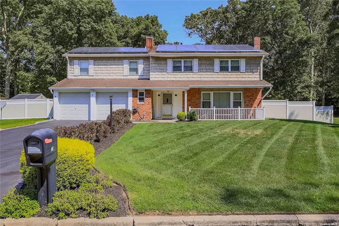 Located on a quiet tree-lined street, this spacious colonial on .49 acre features large rooms and a private fully fenced yard. Roof, heating system, central air and windows have all been updated. The sunroom provides relaxing three-season enjoyment. Large kitchen with oak cabinets and Silestone counters allows for easy meal preparation. The second level has an oversized principal bedroom with 2 walk-in closets and three additional bedrooms all with ample closet space. Solar panels result in huge energy savings. Conveniently located to shopping, restaurants, highways, and public transportation. Move-in ready!