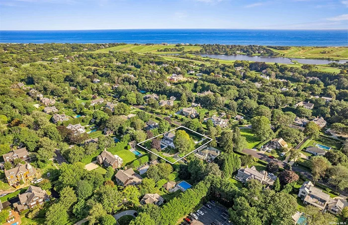 East Hampton Village South of the highway must see. Upon entering the house, one sees straight through the hall, the 20 x 40 heated gunite pool. To the immediate left, there is a quintessential sitting area and right through the double doors is a den/office space. The kitchen makes one think of Provence with its cabinetry, granite countertop, and stainless appliances overlooking the breakfast nook, pool area, and the gardens with the pool house to the right corner of the property. Also in the main floor is a formal dining area, a great room with fireplace and an ensuite primary with French doors leading out to the pool and its manicured grounds. The second floor is where one will find the second ensuite primary, three additional bedrooms, and a full bath. Not to be missed in this bucolic property is the two-story guest cottage as well as the three-car detached garage. Located South of the highway and in the heart of East Hampton Village, this home is only moments to ocean beaches, stores, restaurants, and The Maidstone Club. Not to be missed.