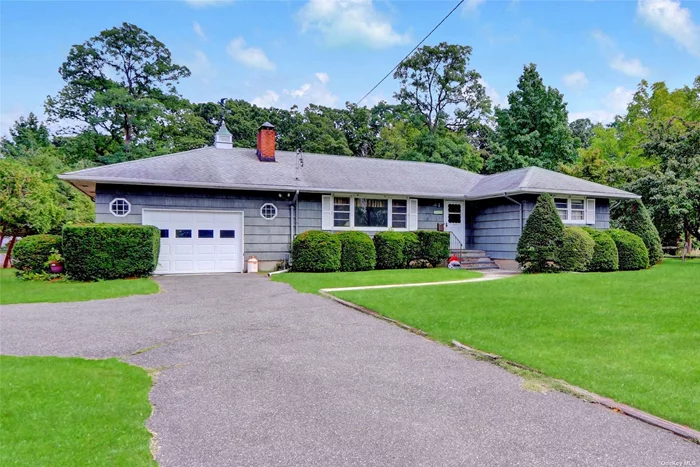 Don&rsquo;t miss this original 1961 well built and nicely kept 3 bedroom, 1 full bath ranch home in Smithtown Schools! Original owner&rsquo;s pride and joy on a half acre of private and spacious property. Eat in kitchen with granite counters and full dining room are waiting to be combined into a large kitchen/dining space! Beautiful hard wood floors throughout. Cozy large living room with wood burning fireplace offers 2 heatilators. 5 ceiling fans in bedrooms, living room & kitchen. Brick patio with large awning. Full unfinished basement with laundry and access to the backyard. Corner lot to a quiet cul-de-sac. 2013 NEW Architectural roof and new front entry. New garage door with keypad.. 12 y/o gas conversion w/instant hot water. Hauppauge Post Office and in Smithtown School District.