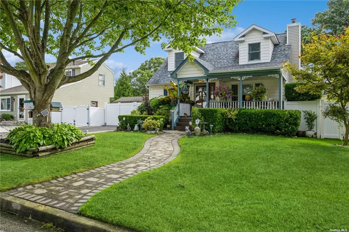 This expanded Cape-style home is perfect for comfortable family living. You are greeted by an expanded front porch which adds charm and character. This home offers a spacious primary bedroom with a walk-in closet, 2 additional bedrooms and 2 recently updated full bathrooms. The inviting family room features a cozy fireplace, ideal for relaxing evenings. The updated kitchen has a large island perfect for entertaining. The partially finished basement offers the perfect flex space. The backyard is a private oasis, boasting a pristine heated in-ground saltwater pool for endless summer fun and outdoor entertaining. Lovingly maintained and well cared for by the original owners, this home radiates warmth and pride of ownership with its blend of modern updates and timeless appeal.