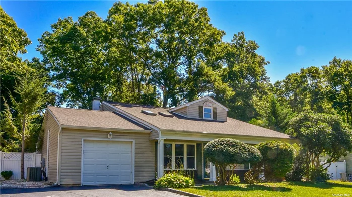 This charming farm ranch offers a perfect blend of rustic elegance and modern comfort. The welcoming covered front porch invites you into a spacious home featuring 4 to 5 bedrooms, ideal for a growing family or extra space for guests. The heart of the home is the eat-in kitchen, complete with a breakfast bar, stainless steel appliances, and an adjacent dining area w/plenty of cabinetry. The living room boasts cathedral ceilings, creating an airy, open feel, complemented by the warmth of hardwood floors and the plush feel of brand-new carpeting. Outside, relax by the in-ground grecian L shape swimming pool, surrounded by beautiful patio pavers, perfect for entertaining. A one-car garage and oversized driveway adds convenience to this inviting retreat. updates include new skylights, roof 2020 with transferable warranty, new pool pump 2024. Taxes w/star rebate $10, 422.97