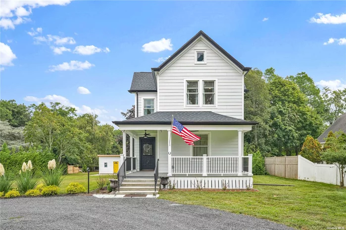 Exquisite, Fully Renovated Queen Anne Colonial in East Marion, NY - Step into a stunningly transformed Queen Anne Colonial in the heart of East Marion on the North Fork. - This three-bedroom, 3 Bathroom home, originally built around 1910, has been completely gut renovated down to the studs, with all-new systems, finishes, and features throughout. Sitting on a spacious half-acre lot, this meticulously crafted residence offers a perfect blend of historic charm and modern amenities. - The main floor features a bright, eat-in chef&rsquo;s kitchen, designed for culinary enthusiasts, with ample counter space, high-end appliances, and custom cabinetry, making it a perfect setting for preparing and sharing meals. The elegant dining room and cozy living room provide plenty of room for entertaining, whether hosting intimate dinners or larger gatherings. A beautifully updated Bedroom & Bathroom complete the main floor. - Upstairs, discover a generously sized main bedroom, complemented by an adjacent second bedroom, and beautifully updated bathrooms. This dream home has been upgraded with 200 Amps of electric service, new insulation, new roof, structural supports, and all-new mechanicals to ensure energy efficiency and comfort. Enjoy the peace of mind of municipal water access, with the added benefit of a private well. Anderson windows throughout provide enhanced insulation and allow for ample natural light to shine through the home. 2 Newly Constructed & Extra Spacious Shed/Storage Units Sit on the rear of the property!  - Located just minutes from the vibrant village of Greenport, this home offers the perfect balance of peaceful, country living and convenient access to restaurants, shops, and local attractions. With a full basement offering ample storage or potential for customization, this is an incredible opportunity to own a piece of North Fork paradise in a move-in-ready home. Don&rsquo;t miss your chance to make this stunning property yours!  - Contact For More Information or To Schedule a Private Showing