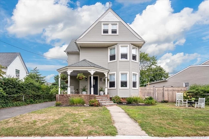 Step back in time with this charming, updated Victorian gem; circa 1900, nestled South of Main Street. This updated elegant home features a welcoming front wraparound porch, perfect for relaxing and enjoying the neighborhood&rsquo;s ambiance. Inside, take note of the high ceilings and natural lighting. Moving along, you&rsquo;ll find three bedrooms, a delightful New eat-in kitchen, and a formal dining room ideal for hosting gatherings. The inviting living room and cozy den with fireplace offer ample space for both entertaining and unwinding. With two New fullly renovated bathrooms and a walk-up third-floor attic with endless possibilities, this home seamlessly combines historical charm with modern comfort. Recent updates include newly renovated kitchen with new appliances, 2 fully renovated bathrooms, updated 200amp circuit breaker panel and new electric service cable, refinished wood flooring, new bluestone steps leading to a wraparound porch and new paver patio in the backyard. Located close to the beaches, ferries, dining, and shopping, it offers the best of coastal living and convenience.