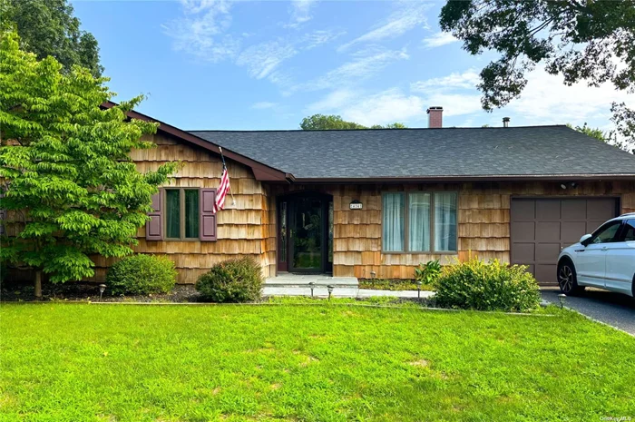 Welcome to this lovely 3 bedroom 2 bath ranch with inground pool, conveniently located on a quiet block in Holbrook. This home has a roughed out garage for bathroom and living space with its own private entrance. Perfect for guest quarters/office/playroom. Some great features are, Andersen windows, high hats, central air, cozy den with wood-burning stove and young roof. An inspection was complete within the last 9 months and can be shared with buyer. Call today to see this great home before its gone.