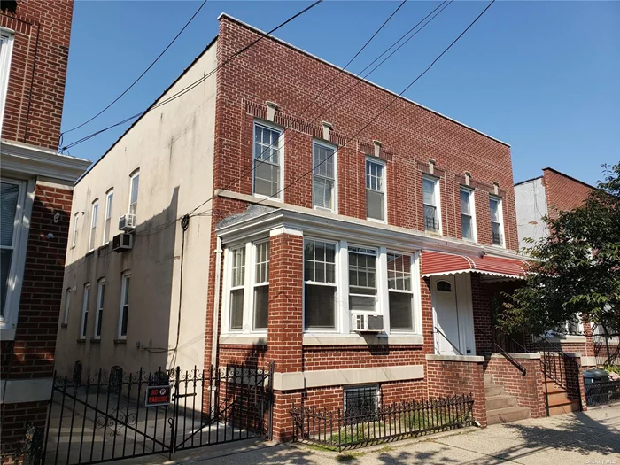 This solid brick two family home offers six spacious rooms over five plus a full basement! The first floor features a sun room, living room, formal dining room, modern eat-in kitchen, full modern bathroom, two rear bedrooms and lots of closets! The second floor features include a living room, formal dining room, eat-in kitchen, full bathroom, two rear bedrooms, lots of closets and a hall bedroom! Additional features include wood flooring, a full basement, and a rear yard that can accommodate up to three cars! This home is well located near shops on Fresh Pond Road, schools, M Train, local & express buses and much more!