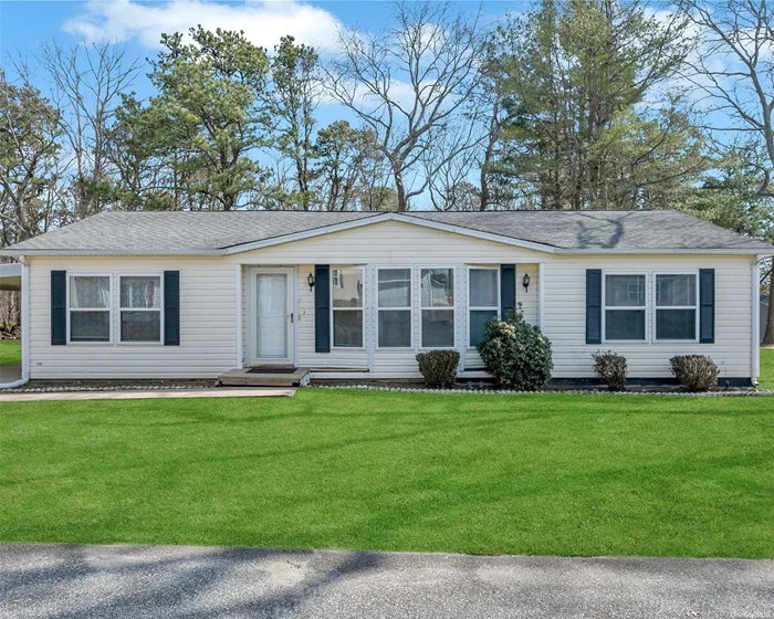 Welcome Home to Foxwood Village in Calverton. A 55+ community that offers lots of amenities including a clubhouse and in ground pool. This home has a spacious open floor concept with large living room and dining room area. The kitchen has plenty of counter space and cabinets for storage. This home also has a separate laundry room/mud room. In the warmer months you can relax on the patio and enjoy the private backyard, or meet your neighbors at the pool! (All buyers are subject to approval by management company. Monthly fee of $776.00 includes water, trash/snow removal, clubhouse and pool.)