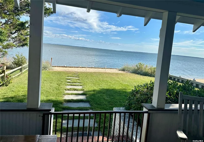 SPECTACULAR BAYFRONT with OPEN/FULL VIEWS OF GREAT PECONIC BAY. Enjoy a Wonderful Weekend or Work-World GETAWAY throughout the Off-Season. Great Room with southern exposure and Wonderful Bay Views from sunrise to sunset over the Great Peconic Bay. The Great Room opens to a 3-Season partially enclosed waterside porch that welcomes the warm bay breezes and an outdoor dining, star-gazing, and plenty of entertaining areas. Fully furnished with well-equipped kitchen, 3 bedrooms, 2 full baths, and laundry facilities in full basement.Live Your Best Life Here or take a Short Drive to Long Island Sound and Ocean Beaches, and Local Marinas. Nearby to Gourmet Restaurants, Wineries, Breweries, Golf, Shopping, and NF Farm Stands with Easy Access to the LIRR or NYC Jitney.