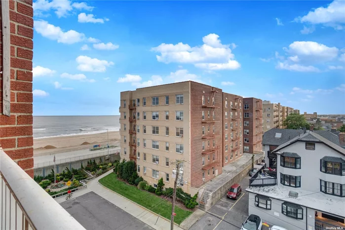 A luxurious beach front Rockaway Park apartment with stunning ocean views and all the modern amenities you could wish for. Beautifully and thoughtfully renovated from top to bottom with sweeping, unobstructed 5th floor views of the ocean, Jamaica Bay, the Manhattan skyline and the bridges to Brooklyn imparting a sense of serenity and urban appeal. Rejuvenate your soul and find your daily zen whilst catching the fresh ocean breezes on your own private balcony. Food prep is a breeze in the gorgeous new kitchen with glazed tile backsplash, stainless appliances and generous quartz countertops. The spacious L shaped living space with a sleeping nook could potentially be divided to create a separate bedroom. The abundance of closets provides ample storage, a valuable asset in any home. Being part of a well-managed building with secure financials and a healthy reserve fund adds an extra layer of security and peace of mind, ensuring long-term stability. This lovely Rockaway Park beach pad is conveniently located close to shopping and transportation and under an hour by ferry to downtown Manhattan and the perfect retreat for anyone who enjoys a balance of beach life with proximity to the city!