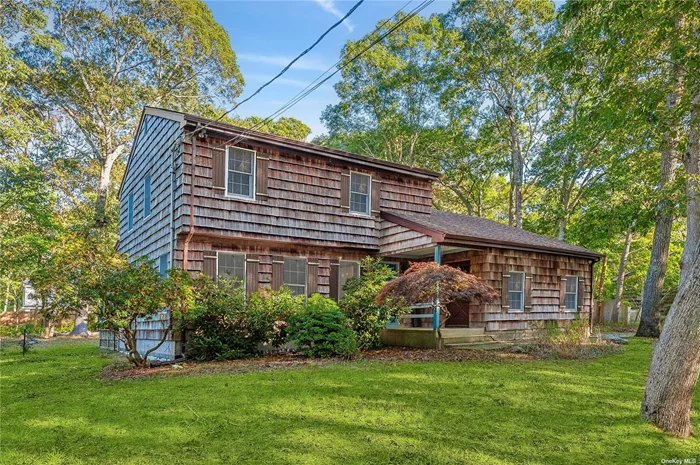 WESTHAMPTON SOUTH OPPORTUNITY. Located south of the highway on a quiet, desirable street, this 3-bedroom colonial is full of potential. Downstairs is a large living room, family room with brick fireplace, windowed dining room, kitchen, half bath and screened porch. Upstairs are three bedrooms and one full bath. The house is sited on a generously-sized lot featuring mature trees, a spacious back yard, and plenty of room for a pool. Located just 3 miles from Westhampton Beach&rsquo;s Main Street, this property offers coveted Village Beach rights and low annual taxes. Enjoy the house as is, or bring your vision to upgrade or expand this property into the ideal year-round or summer getaway!