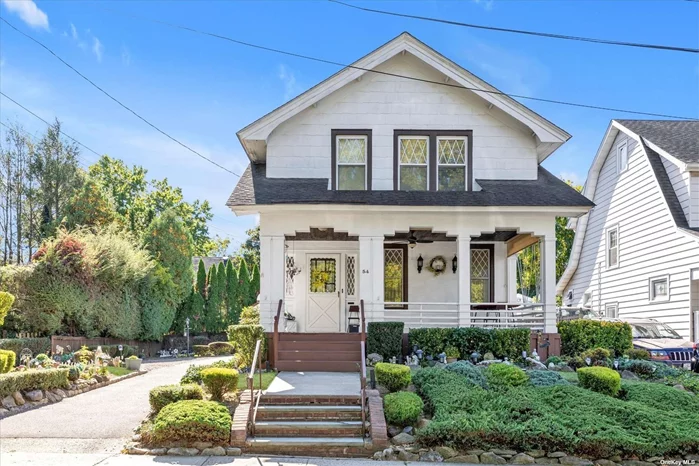 This Old-Style Front Porch Colonial on an oversized lot, offers 4 large bedrooms, 1.5 Baths, Large Living rm w fireplace, dining room with Lovely yard, Eat-in-Kitchen, powder room, Back Den which offers the option for a first-floor bedroom. Lower level offers a full unfinished basement w lots of space, laundry, and utilities. Gas, steam heat, gas cooking. Gorgeous Hardwood floors loaded w Charm. Detached garage. Fabulous location. Stroll to restaurants, schools, and Railroad.