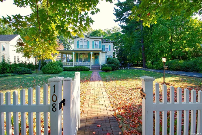 This historical and beautiful Victorian with charming wrap around porch features 3000 interior square feet, 5 bedrooms, 3.5 baths and is situated mid-block on a large 100 x 201 property in the prestigious and sought after Central section of Garden City. Upon entry you are greeted by a lovely entry foyer, hallway and staircase. The elegant living room with fireplace is open to the formal dining room with rich crown moldings, built-ins and high ceilings. A renovated kitchen with center island, granite countertops, stainless appliances including a Bertazzoni gas range and hood leads to a large family room, private home office or possible 5th bedroom with full bath and an enclosed back porch.  Upstairs you will find 4 spacious bedrooms including the master bedroom with ensuite black & white bathroom with large glass shower, a renovated hallway bath and an enclosed porch / office.  Other highlights include: basement with large rec room plus 2 bonus rooms, utility room with 3 year old gas burner and hot water heater, 10 year old roof, detached 2 car garage, multiple fireplaces, large windows and exceptional ceiling height throughout this beauty. Truly, a rare opportunity to own a piece of Garden City history.  Close proximity to shopping, restaurants, LIRR and Award Winning Schools.  The prime location, large property size and low taxes make this an incredible opportunity.