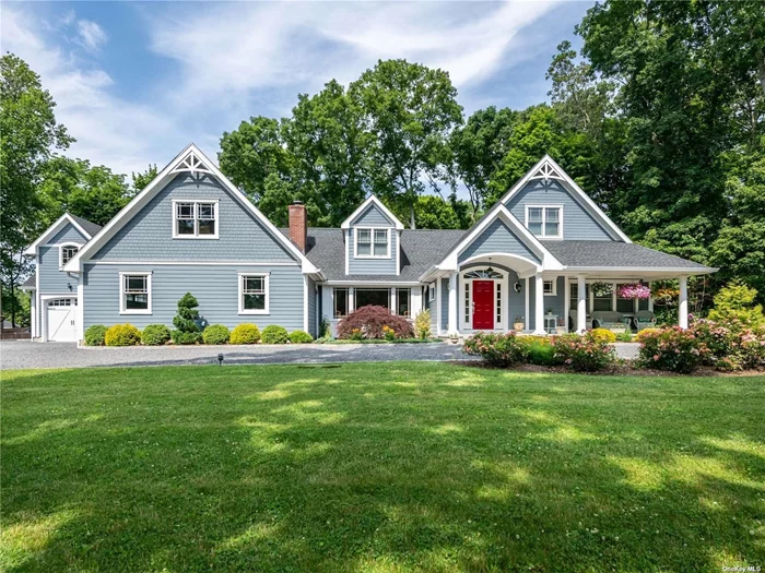 Tucked away on a picturesque acre lot, this home offers the perfect blend of privacy and convenience. Move right into this serene oasis on a quiet cul-de-sac minutes to charming Northport Village shops, restaurants, beaches and parkways. Fully remodeled in 2020, this home is contractor-owned ensuring meticulous craftsmanship throughout. This spacious Farm Ranch boasts blissful open concept living. Entertaining is a dream in this fabulous kitchen with Quartzite countertops, stainless steel appliances and an additional bar with a second dishwasher, sink and wine refrigerator! Luxuriate in your first floor primary bedroom and primary bathroom retreat with a claw foot tub, spa shower and radiant heated porcelain floors. Spacious and bright bedrooms, hardwood floors and tons of storage make this house full of possibilities! Additional updates include Andersen Windows and doors, 6 speaker stereo system, Hardie Board siding, propane Navien tankless heating and septic system. A gorgeous full flat acre backyard gives you plenty of room to create your own paradise! Come see for yourself, 8 Dolores Lane has it all!