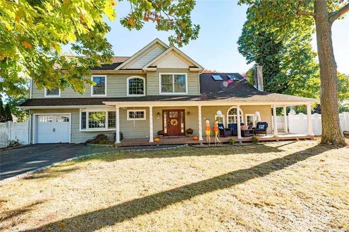 Welcome to 43 Hollins Ln., a charming Colonial home featuring a picturesque wraparound porch on a peaceful, tree-lined street. Step into a cozy country-style entryway, leading to a welcoming foyer, a formal living room, a formal dining room, and a den perfect for entertaining. The spacious eat-in kitchen is complemented by a full bathroom on the main floor. Upstairs, you&rsquo;ll find four generous bedrooms, including a primary suite with its own full bath and walk-in closet, plus three additional bedrooms and another full bath. Outside, enjoy a fully fenced backyard with a large deck, ideal for gatherings. Located in the sought-after East Islip school district, this home is ready for your personal touch and customization.