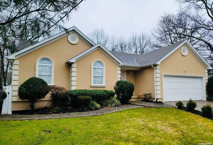 Welcome to this stunning Mediterranean-Style Ranch home, built in 1998, which offers 1, 807 sq. ft. of living and space sits on a beautifully landscaped .62 acre corner lot. Whether you are immersing yourself into the luxurious Jacuzzi tub located in the 1st floor Master Bedroom Ensuite or winding down in the meticulously landscaped yard filled with mature trees and above ground pool, you will feel like you are on a Staycation in this turn key home. There is plenty of room for family or guests in one of the other 2 spare bedrooms on the main level, or in the full, finished basement, with 3 additional bedrooms, office, laundry room, utility space and convenient separate entrance. Additional highlights include a new roof to be installed, an enormous Belgium block-lined circular driveway for easy access, paver walkways and patios, hardwood flooring, custom moldings, vaulted ceilings in the Living room and Dining rooms, as well as a gorgeous fireplace to warm up to on those chilly Winter nights. With low taxes at $9, 624.88, and an additional $859 Savings w/STAR program, this centrally located property near major highways, restaurants and shopping, in the Sachem School District, makes for an excellent opportunity! Come and see it for yourself at one of our listed Open Houses.