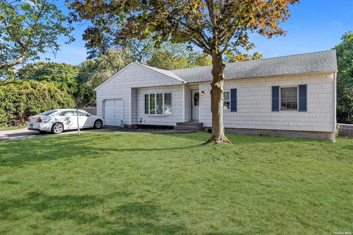 This 7 room, 3 bed ranch is a terrific opportunity starting with an entry hall, open living room and dining room, kitchen, family room w/wood burning fireplace, hardwood floors, updated bathroom, Andersen windows, part basement, young boiler, attached garage and cedar impressions vinyl siding all on a spacious .45 acre property in Sayville School district. This home is due for some updating/TLC, the CAC is not working, the rear deck needs to be replaced, and the home is being sold as-is...come see this great home at a terrific value.