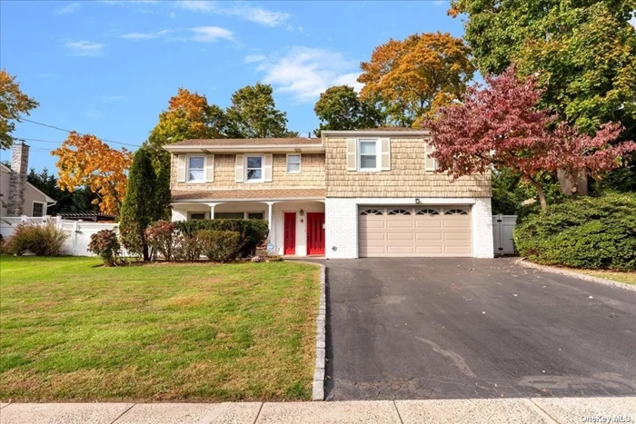 This is the home you have been patiently waiting for to hit the market! Welcome to 4 Spruce Lane in Syosset! This beautifully expanded front to back split-level home features an open layout and has been thoughtfully renovated. With 4 spacious bedrooms and 2 full baths, it offers both comfort and functionality. As you enter, you&rsquo;ll be greeted by a large foyer that flows into the welcoming living room. The second level boasts high vaulted ceilings, creating an expansive living and dining area that seamlessly connects to the eat-in kitchen, and leads to a convenient two-car garage. On the third floor, you&rsquo;ll find the primary ensuite along with two additional bedrooms and another full bath. The fourth level features a private bedroom, perfect for guests or a home office. Step outside to enjoy your private backyard oasis, complete with an upgraded wooden deck and a recently revamped Gunite pool-perfect for relaxing or entertaining! This home is conveniently located near Syosset schools, parks, fine dining, the LIRR, shopping, and more. Don&rsquo;t miss out on this incredible opportunity!