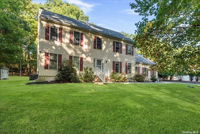 Nestled within an idyllic and welcoming community, this 2, 900 sq. ft. center-hall colonial offers an exquisite blend of elegance, space, and modern convenience. Set on nearly one acre of beautifully manicured land, this home invites you into a gracious entry foyer that flows seamlessly into a thoughtfully designed first floor. Here, you&rsquo;ll find a spacious living room and formal dining room, perfect for both intimate gatherings and grand entertaining. The cozy family room, featuring a wood-burning fireplace, opens to a charming backyard patio, providing a serene escape and ideal setting for al fresco dining. The heart of the home, the kitchen, combines functionality with style, awaiting your culinary creations. A conveniently located powder room and oversized two-car attached garage complete the first floor, adding both ease and practicality. Upstairs, the expansive primary suite is a true retreat, featuring an en suite bathroom, two walk-in closets, and an additional versatile bonus space-ideal for a home office, lounge, or fitness area. Two additional, generously sized bedrooms and a full bath round out the second floor, offering ample space and comfort. Additionally, you will love a versatile 3rd floor bonus space, and a full, unfinished basement presents endless possibilities for customization, from storage to future recreation or additional living space. With its prime location and community charm, this exceptional property awaits those looking for a refined lifestyle with room to grow.