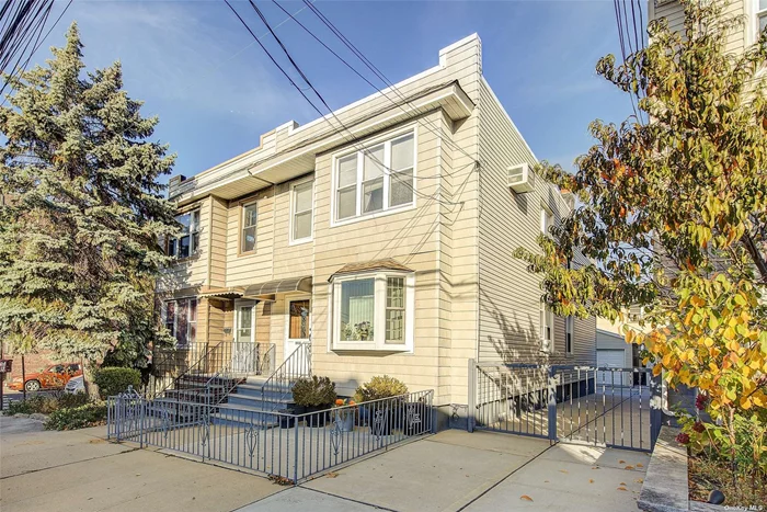 Immaculately kept 2 family semi-detached home on a great Maspeth block. This home is move-in ready, with gleaming hardwood floors, renovated bathrooms and lot&rsquo;s of additional living space. The entryway and common hall have many of the original wood details meticulously kept. The first floor owners unit has 2 bedrooms and 1 full bath that was tastefully renovated 2 years ago. It also has access to the fully finished basement, that must be seen to be fully appreciated. It&rsquo;s a great recreational space with a service bar that was reclaimed from the French Pavilion at the historical 1964 Worlds Fair. Hardwood floors and paneling are also from the Worlds Fair and have been nicely preserved. Additionally, the basement has a summer kitchen, laundry space, a half bath for convenience and separate access to the yard. Tenant&rsquo;s unit is a very well maintained 2-3 bedroom with a renovated bath. If you commute, express buses, (QM24, QM25), to Downtown and Midtown Manhattan are conveniently located only 6 blocks away.