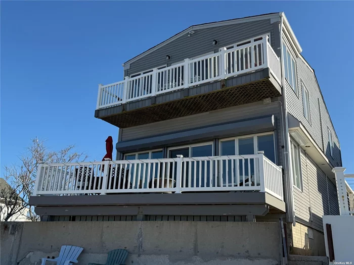 Updated 2 bedroom waterfront home. This home features 2 amazing decks overlooking the sound with a second floor primary suite. Watch the most spectacular sunsets from your deck or sitting on the sand.