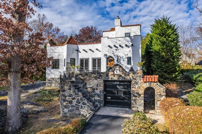 Nestled on a coveted street in Larchmont Woods, this Storybook castle features treetop views, beautiful original details and charm, and a great sense of privacy. The heart of the home is the dramatic oversized living room, a captivating space with walls of French doors back and front, soaring 10 foot ceilings, and a wood-burning fireplace with a gorgeous original surround. The updated kitchen boasts stainless steel appliances and quartz countertops. Beyond the living room youâ€™ll find a formal dining room and two generously sized bedrooms sharing a Jack-and-Jill bathroom. The second floor offers a spacious bedroom with ensuite and lots of expansion possibilities. Relax and entertain on the front and rear private patios, enjoying the beautiful gardens, privacy and some shade under the retractable awning. Located just over a mile from Larchmont train and town, this home is truly a unique and special find!