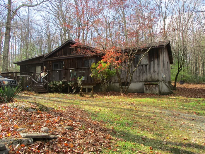 Quiet area, ellenville schools, not far from route 209. large master suite with vaulted ceiling, large bath with jetted tub, has a walk in closet. 3 bedrooms , kitchen dining room, has, tile floors, living room has hardwood peg floors, living room has 2 sliding doors, one to front porch and one to backyard , and an exposed beam ceiling. knotty pine wainscoating and exposed beams in the dinining room , circular drive way, 2 car carport, and 2 storage sheds in the rear yard. livingroom has a wood stove.