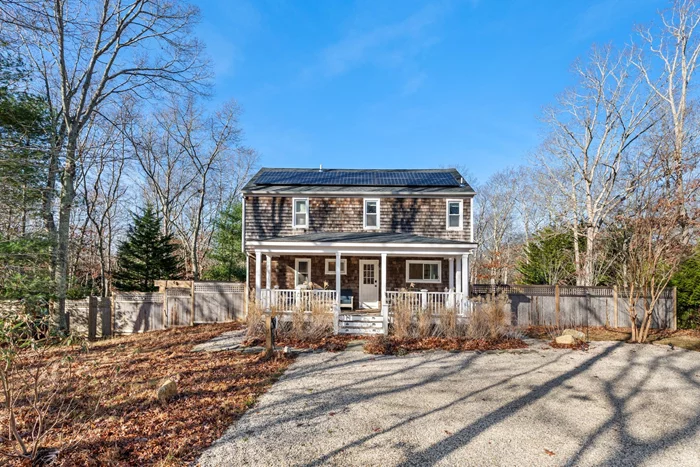 This lovely three-bedroom, two-bathroom Saltbox home is situated on 0.63 acres. It features an incredible Rachel Lynch Gunite pool, a blue stone hot tub, and a cozy fire pit. The open living room boasts beautiful beams and a full brick wood-burning fireplace, with light-filling glass sliding doors that lead to a spacious 3, 000 square foot wood deck. To enhance energy efficiency, new solar and heat pump systems have been installed, promoting a greener environment while providing noticeable cost savings. Additionally, there is a universal high-speed vehicle charger for convenience. Recent upgrades include an indoor/outdoor Sonos sound system, a new stove, dishwasher, combination fence, HVAC system, irrigation system, outdoor lighting, dehumidifier, and water filtration system. The property features a spacious full basement that includes a washer and dryer, as well as a beautifully constructed multi-purpose shed that adds to the amenities. This corner property is ideally located between bustling restaurants and nightlife, and the tranquil beauty of beaches, boating, and water sports. Interesting, huh? Letâ€™s talk!