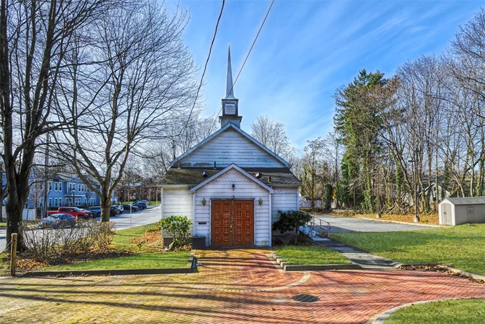 The historic Salem AME House of Worship founded in 1860 in Roslyn Heights, Nassau County on Long Island is for rent. This classically designed House of Worship with steeple is available to rent on Sunday, Saturdays and during the week. The building has been expanded and renovated in 2004. The main sanctuary is bright and inviting and can accommodate approximately 80 people on large wooden pews. The sanctuary has stunning period stained glass and raised alter and choir area. The first floor also has two bathrooms and storage. The main sanctuary is handicap accessible. The lower level is fully finished as a Fellowship Hall. This space can be utilized for many different events, uses and celebrations. The lower level has a full kitchen with stove, sink and refrigerator. The lower level has a bathroom, storage and a separate entrance. The property has on site parking which can accommodate approximately 25 cars. Street parking is also available.