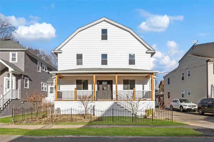 Welcome home to this fully renovated Dutch Colonial in the heart of Harrison, conveniently located near trains, schools, restaurants and shops. Nothing to do but unpack your clothes, this home has been renovated top to bottom including new roof, siding, windows and mechanicals. An inviting front porch welcomes you into the home with a tastefully updated open concept kitchen/dining area with all stainless-steel appliances, quartz countertops, white shaker cabinets and access to the deck which overlooks a level yard. 1st fl also features a modern 1/2 bath and massive living room with plenty of natural light and hardwood floors throughout. 2nd fl leads to 3 bedrooms including a primary bedroom with double closets and en-suite bathroom that will take your breath away with its luxurious shower, double vanity and modern finishes. Two additional bedrooms are accompanied by a beautifully updated full hall bath. The finished 3rd floor leads to a spacious fourth bedroom and a bonus room for recreation space, office or use your imagination! Nestled on a quiet street in one of Westchesterâ€™s top school districts, this home will not last!