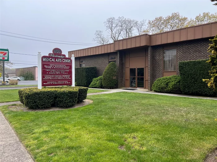 2500 SQ FT LOWER LEVEL COMMERCIAL OFFICE SPACE NEWLY RENOVATED!!! LOCATED ON THE DESIRABLE WELL TRAVELED BROADWAY AVENUE IN HOLBROOK! HIGH VISIBILITY! 4 SEPARATE ROOMS, 3 BATHROOMS, KITCHEN AREA AND PRIVATE OFFICES, ELECTRIC HEAT, 15 PARKING SPACES