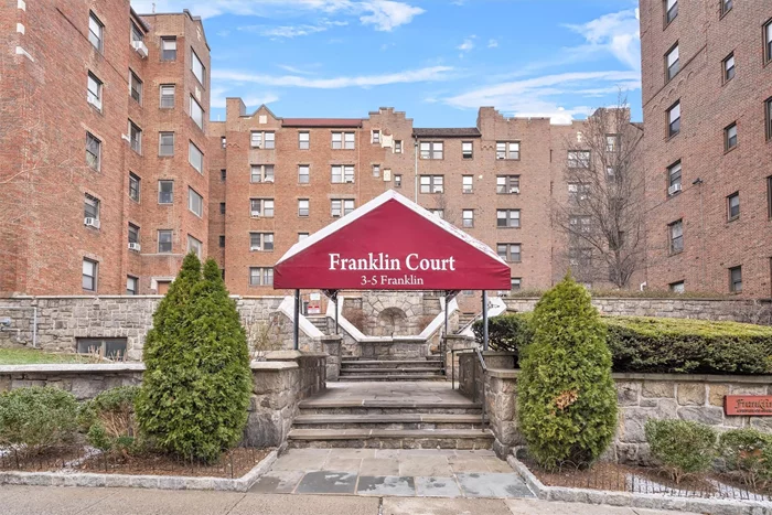 Franklin Court, is a private , 6 story elevator building, Co-Operative Residence, conveniently located in the heart of White Plains, Westchester County. It is a walking distance to downtown shopping: ShopRite, Target, Barnes & Noble, Burlington, Movie Theater, Public library, Westchester Mall, Stop & Shop, PACE Law, restaurants, buses, Metro North (35 min to Manhattan). Unit 3J is an oversized, bright, recently renovated, 1 BR/1 Bath with doorway arches and beautifully painted picture framed walls. The kitchen has brand new appliances and countertops and spacious enough for a sit down breakfast/dinner table. BR has 2 windows and comes w/ 2 closets, LR w/ ceiling fan and 2 windows. The middle foyer has 2 big closets. The windowed bathroom had a makeover with everything new, including a reglazed tub. The building offers a common laundry, storage & bicycle rooms, live-in superintendent, ramp access through the basement. There is a wait list for building parking. Many municipal/private parking lots short blocks away. Easy access to highways.