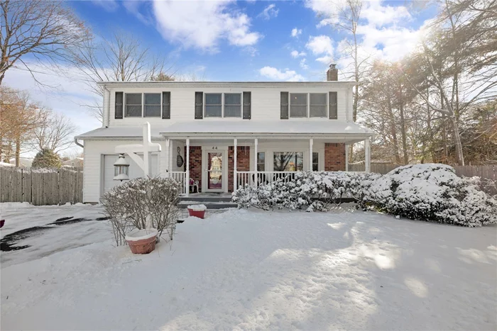 Beautiful center-hall classic white colonial 4-bedroom, 3.5-bath, nestled on over half an acre of fully fenced-in property in the desirable Elwood School District. This well updated, inviting home offers generous living space, perfect for entertaining guests. The home features large, bright rooms with gleaming hardwood floors. The cozy family room boasts a wood fireplace, enlarged, center island kitchen with new appliances. A partially finished basement adds versatility to this spacious home. Step outside and enjoy a stunning front porch â€“ the perfect spot to unwind in the evening. The backyard features an L-shaped inground pool, ideal for creating lasting memories. Additional highlights include central vacuum, and a 3-zone hvac. The roof is only 2yo, and the pool liner is just 3yo, providing peace of mind for years to come. Anderson windows throughout the home offer durability and energy efficiency. Donâ€™t miss this incredible home combining timeless charm with modern amenities.