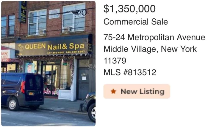 This is a mixed used building. One Storefront, and one three bedroom apartment on prime, Metropolitan Ave. Close to M, train station, buses, shopping, etc.